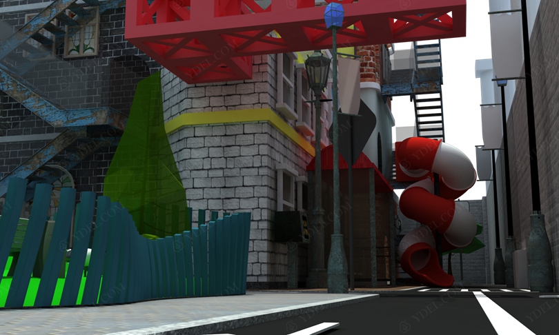 建築風格淘氣堡旋轉滑梯